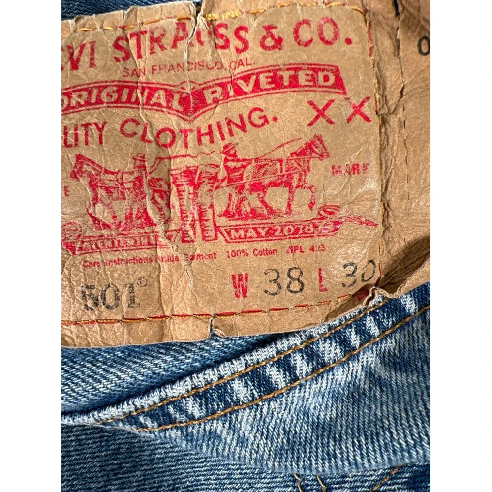 Levi's Men's Light Wash 501 Original Fit Button Fly Denim Jeans - 38x30